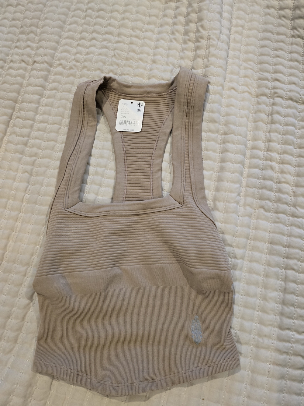 Free People Ribbed Racerback Crop Tank - Taupe